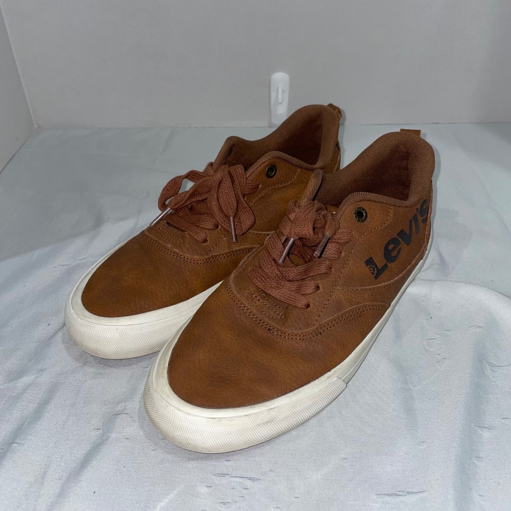 Levis Kids Brown Synthetic Leather Low Top Lace Up Sneakers Size 6 539458-09H1